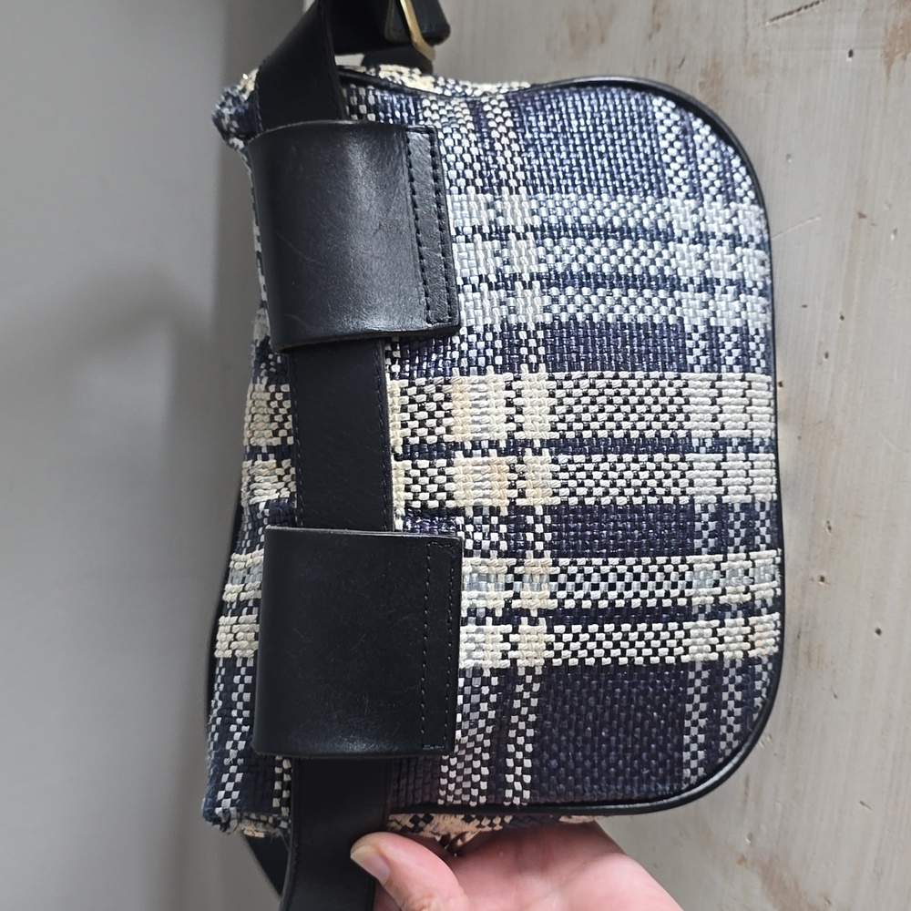 Clare V Plaid Fanny Pack In Navy/Cream - Picture 6 of 13